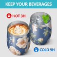 thumbnail image 4 of Floral 12oz Stainless Steel Insulated Wine Tumbler with Lid and Straw – Double Wall Vacuum Mug for Hot & Cold Drinks, 304 Steel Interior, Sweat-Free Design,Thanksgiving,Christmas, Spring,Flower, 4 of 5