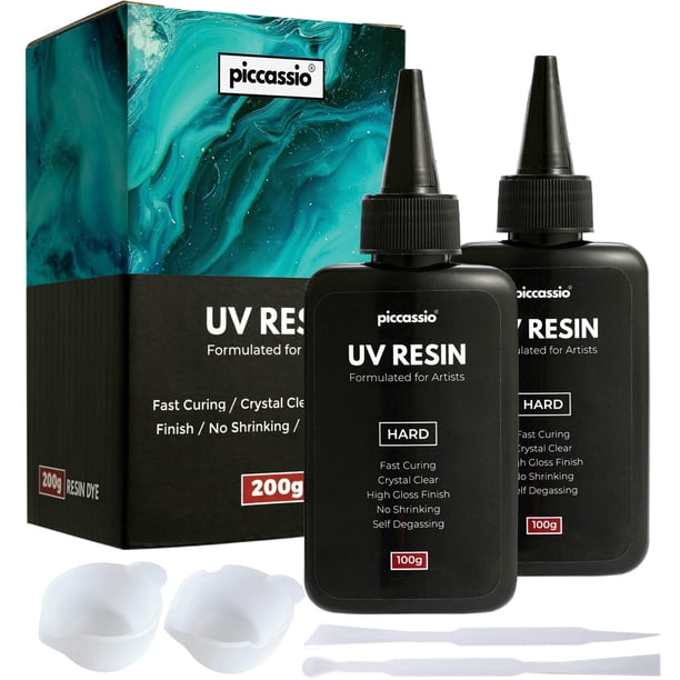 Resina UV Piccassio, tipo duro, 200 g, transparente, de secado rápido