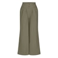 thumbnail image 6 of LVHAOGJOB Wide Leg Pants for Women Stretch Trousers with Pockets Elastic Waisted Pleated Cotton Linen Loose Mujers Solid, 6 of 6