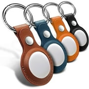 Ilfioreemio Leather Case for Apple AirTag Tracker, 4 Pack AirTags Case with Anti-Lost Keychain,Protective AirTag Keychain Holder Cases Cover, Finder Items for Dogs Keys Backpacks, 4Pack Multi-Color
