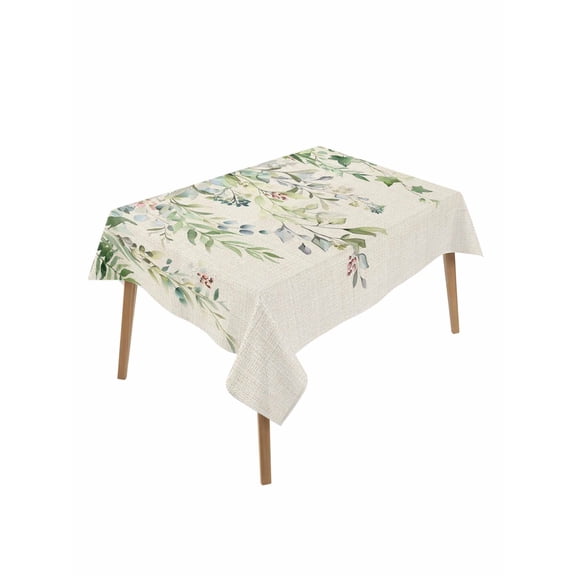 Sage Green Eucalyptus Leaves Rectangle Tablecloth, Weeping Floral Summer Botanical Waterproof & StainResistant Tablecloth, Washable Oil-proof Table Cover for Dining/Party/Wedding/Buffet 60x84 In