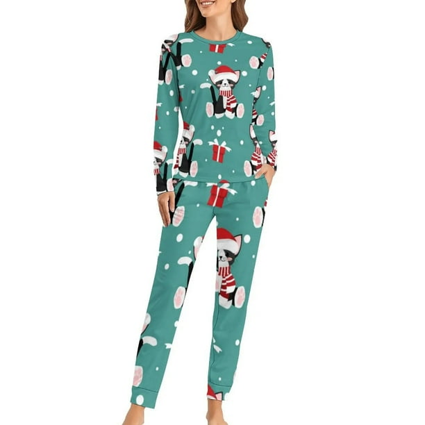 Pijamas navideños para mujer, ropa de dormir con estampado de notas musicales doradas, elegante, holgada, de gran tamaño, regalo de cumpleaños, 2 piezas