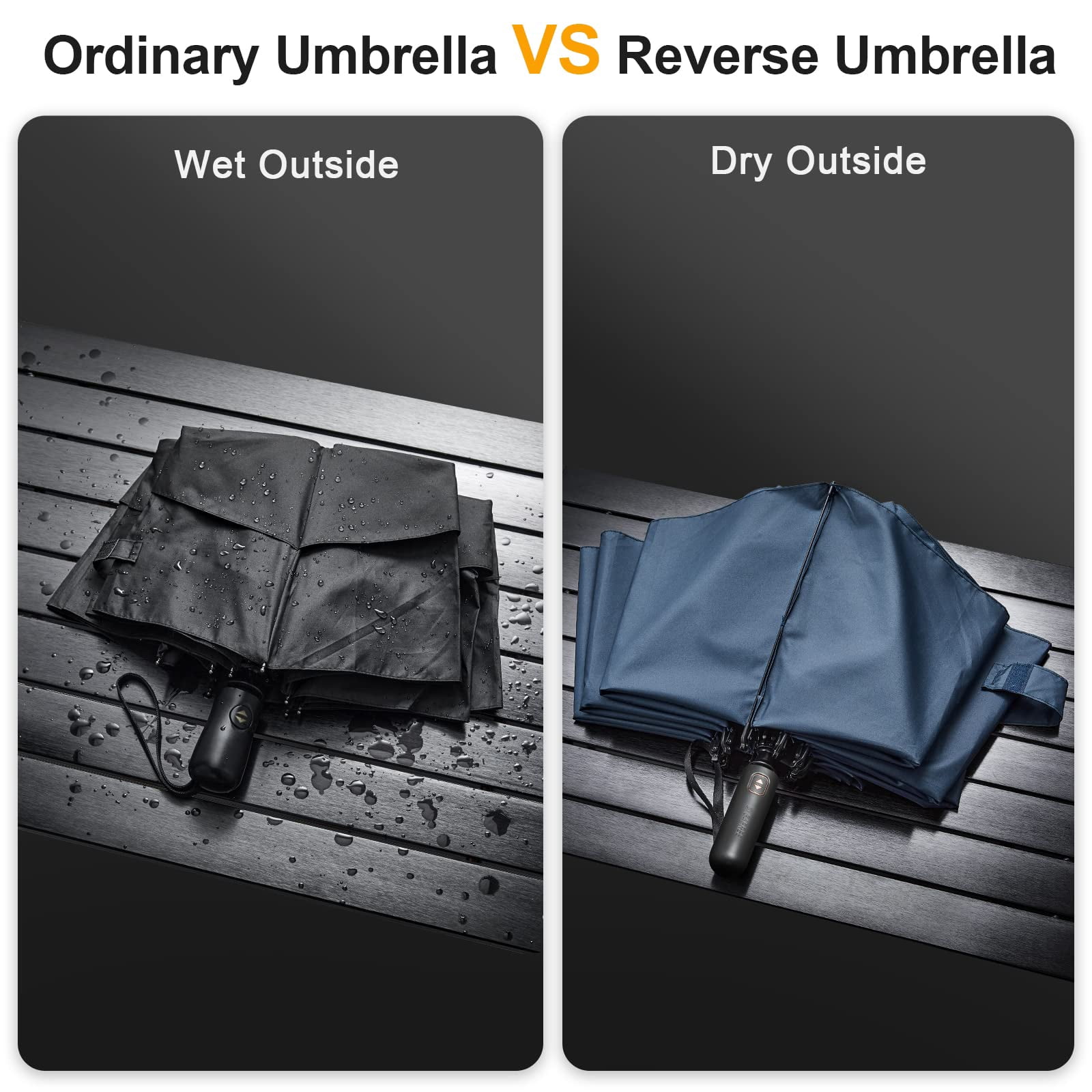 G4Free 42/46/54/62 Inch Large Golf Umbrella Compact Reverse Travel Umbrella 10 Ribs Windproof for Rain Double Canopy Automatic Open Close