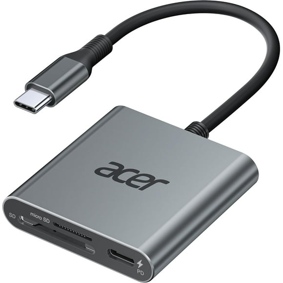 Lector de tarjetas Acer SD 4.0 UHS-II Micro SD USB-C con puerto PD de 100 W