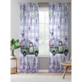 thumbnail image 5 of Sheer Curtains 96 Inches Long, Purple Flowers Semi Sheer Curtains Light Filtering Window Treatment, Weeping Spring Floral Truck Butterfly Checkered Privacy Voile Drapes for Living Room 52x96 Inch, 5 of 7