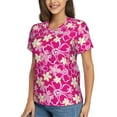 thumbnail image 5 of Yiaed Vintage Flowers Print Women's T Shirt V-Neck Short Sleeve Shirt Casual Breathable Tee Summer Tops-Large, 5 of 5