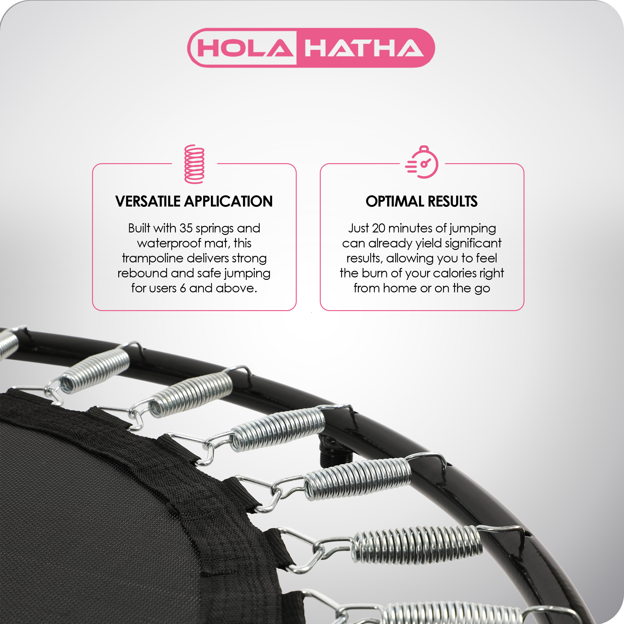 HolaHatha Foldable Mini Trampoline, 36" Round Portable Fitness Rebounder, Black