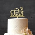 thumbnail image 2 of Custom Name Wedding Cake Topper Personalized Wooden Rustic cake Topper With Rings Cake Decoration 7"-8" Inches Wide, 2 of 3