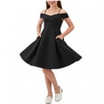 thumbnail image 2 of Busydd Girls Party Dress with Pockets 6-14 Years Trendy off Shoulder Spaghetti Strap Girls' Dresses Solid Color A-Line Girls Clothes 9-10 Years, 2 of 8