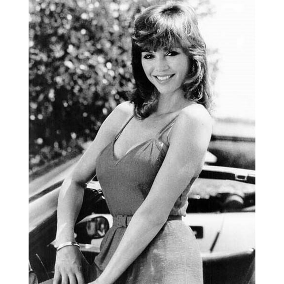 Victoria Principal busty pose as Pam Ewing by her Porsche Dallas 8x10 inch photo