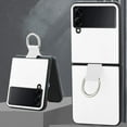 thumbnail image 6 of for Samsung Galaxy Z Flip 4 Case with Ring Holder Slim Fit Leather PC Hard Protective Phone Case Compatible with Galaxy Z Flip 4 5G 2022-White, 6 of 12