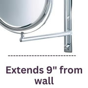 Jerdon 9 Inch Diameter Two-Sided Wall-Mounted Makeup Mirror 3X-1X Magnification, Chrome Finish - Model JP3030CF