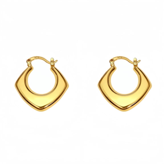 14K Gold Plated Earrings for Women,925 Sterling Silver Hypoallergenic ,Classic Polished Chunky Earrings