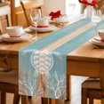 thumbnail image 5 of Coastal Sea Turtle Table Runner 70 Inches, Summer Coral Ocean Vintage Wood Bed Runner Dresser Scarves Tabletop for Indoor Outdoor Parties/Ceremony/Banquet, 13" x 70", 5 of 9