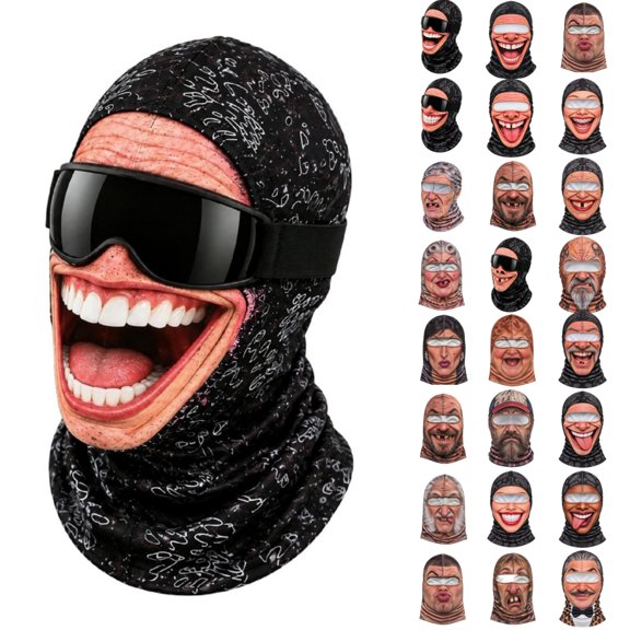Funny Old Man Ski Mask Realistic Face Balaclava 3D Full Face Print Winter with Neck Cover Novelty Winter Face Cover for Skiing Snowboarding Outdoor Parties and Funny Gifts Pink