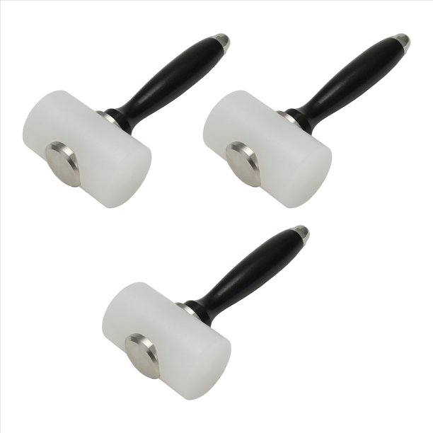 Martillo para Tallar , Martillo de Nailon, Mazo con de Madera para Marroquinería, Punzón, Impresión, Herramienta de Percusión (3 Piezas)