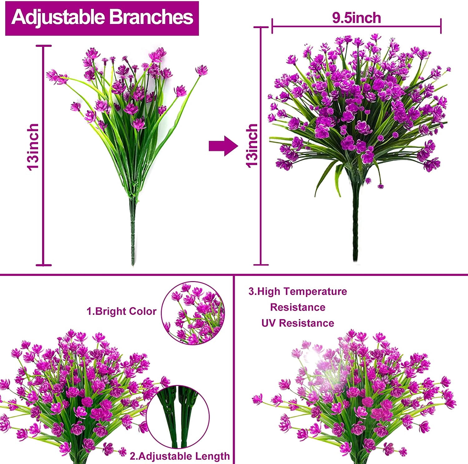 Corn Flower Artificial Flowers for Outdoor UV Resistant Fake Plants, Faux Plastic Flower Artificial Plants for Home Window Box Porch Indoor Cemetery Spring Summer Decor(White)
