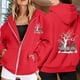 thumbnail image 2 of WILLBEST Sudadera Deportiva para Mujer Ladies' Christmas Printed Zipper Long Sleeved Pocket Adjuststring Casual Hooded Sweatshirt 1787 XX-Grande, 2 of 8