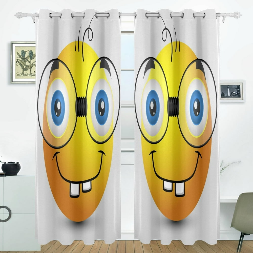 POPCreation Funny Emoji Smiley Emoticon Window Curtain Blackout