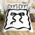 thumbnail image 2 of Erosebridal Black Bowknot Comforter Cover King, Stripes Ribbon Bedding King Size, Princess Room Decor, Reversible 3pcs（No Comforter）, 2 of 7