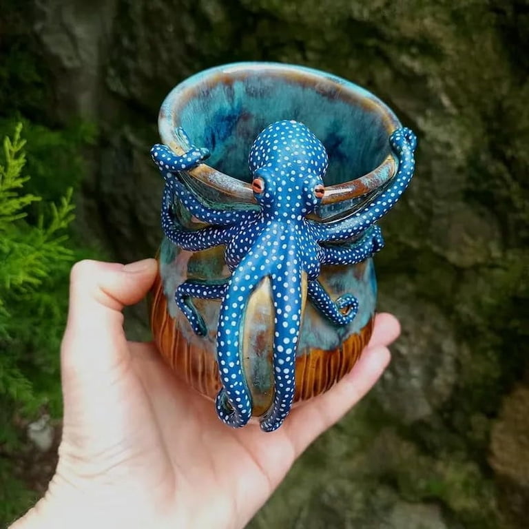 Dive Into Every Sip  Handmade Octopus Mug, 3D Octopus Ceramic Coffee Mug,  Fun Novelty Coffee Mug Tea Cup with Octopus Tentacles Beard Handle  Christmas gift (2PCS) - Walmart.com