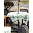thumbnail image 4 of Outdoor Tablecloth with Umbrella Hole and Zipper, Spring White Floral Square Table Cloth 60x60 Inch Waterproof Tablecloth, Summer Eucalyptus Leaves Pastoral Picnic Table Cover for Patio Camping, 4 of 7
