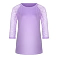 thumbnail image 4 of Blusa informal con mangas cortas y cuello redondo con costuras de encaje para mujer Pompotops lopia989085, 4 of 4