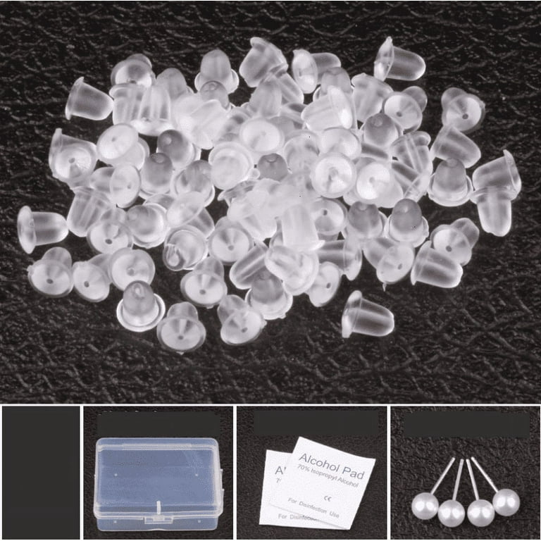 200pcs 5mm Silicone Rubber Soft Clear Small Earing Backings Clear