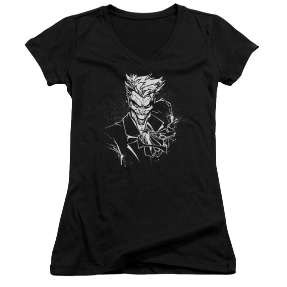 Batman Jokers Splatterile Junior Women's T-Shirt V-Neck Black