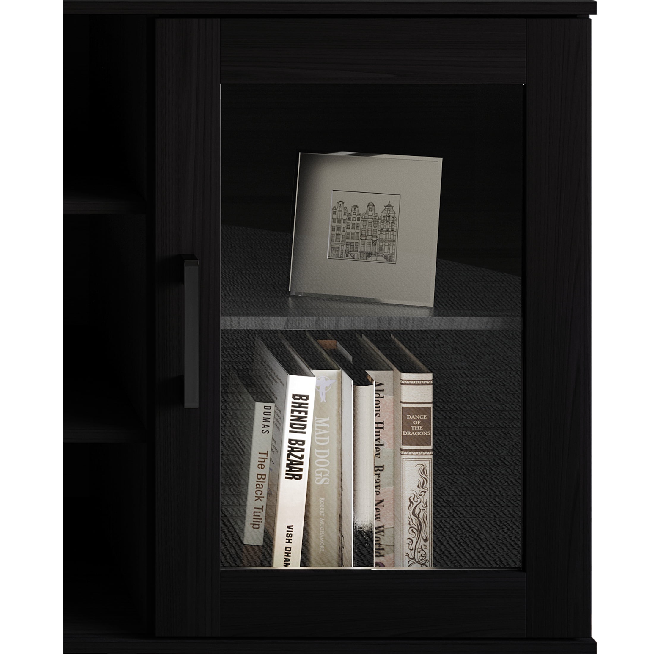 Castle Place Modern Farmhouse TV Stand Console for TVs up to 65", Black