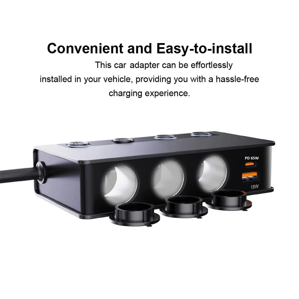 180W 9 In 1 Car Charger 3Ports Power Splitter 12V Fast Charger Power Adapter