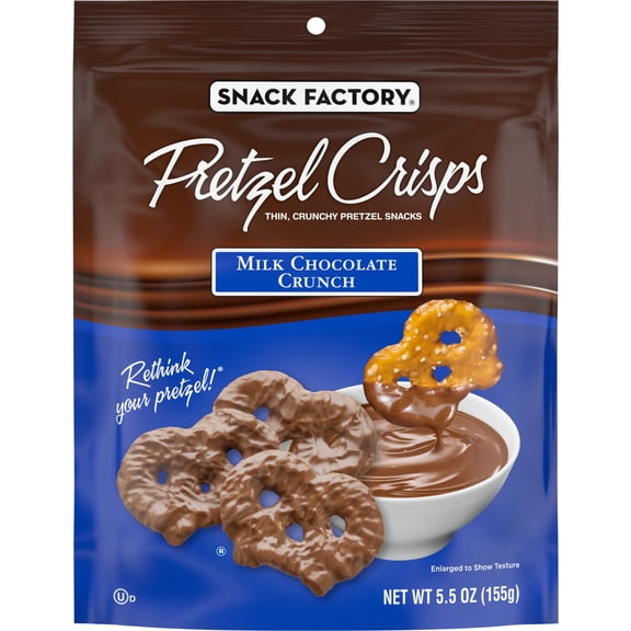 Snack Factory Pretzel Crisps, Milk Chocolate Covered Pretzels, 5.5 oz