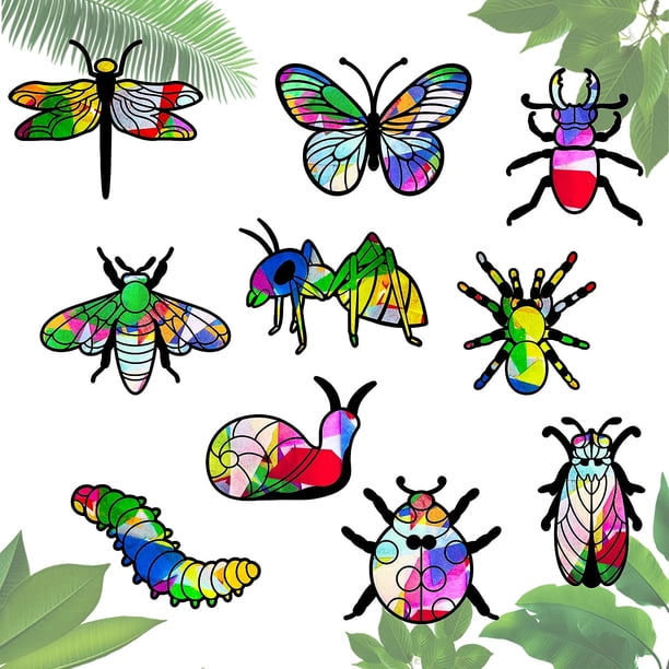 Kit de 20 atrapasoles de papel con diseño de mariposas, vitrales, libélula, caracol y abeja, con 32 papeles de seda para decoración de ventanas y fiestas.