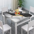 thumbnail image 3 of Black White Marble Gold Wave Pattern Square Fitted Tablecloth with Elastic Edge,Square Table Cover,Washable Elastic Table Cover for Home Kitchen Party Decor 36"x36", 3 of 6