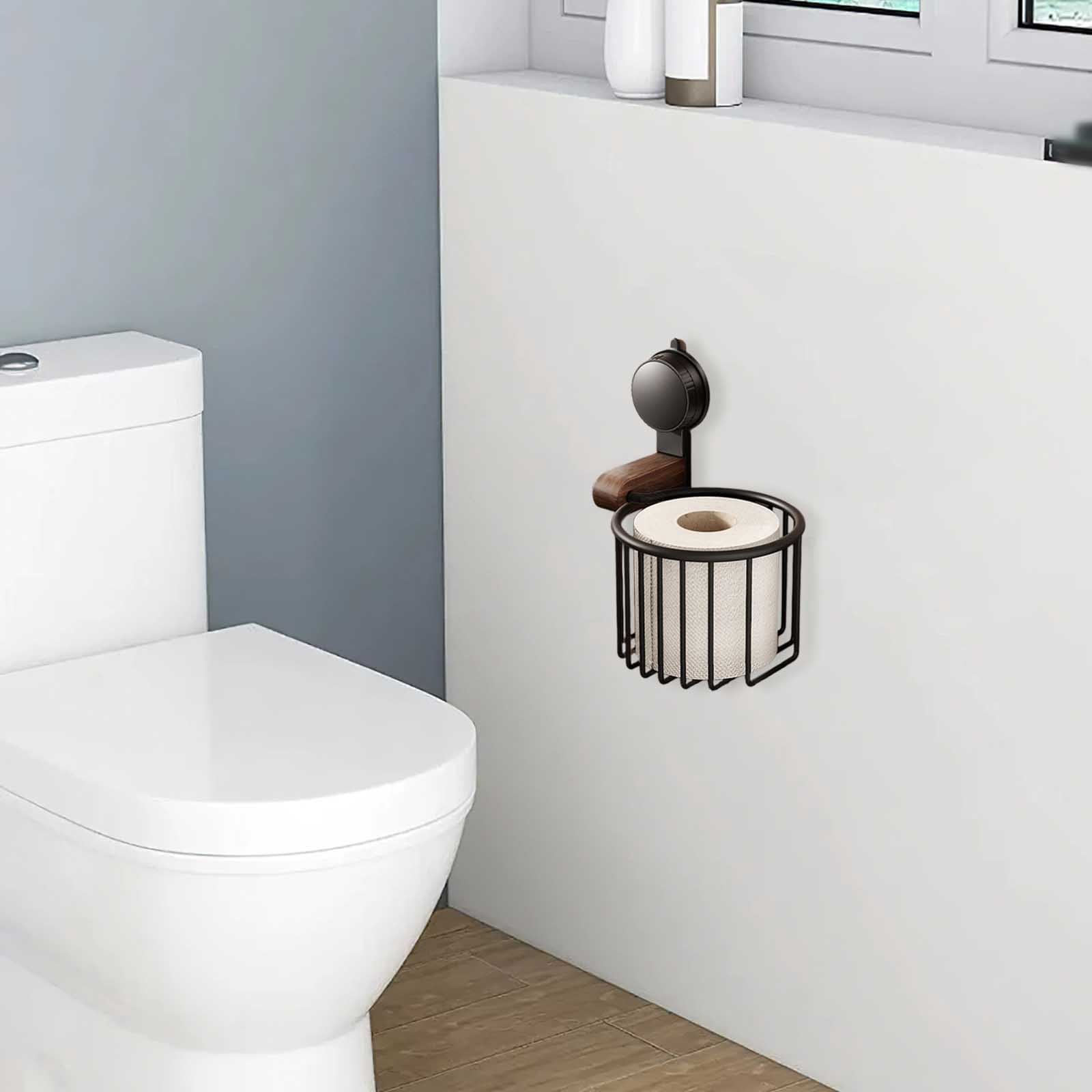 Vintage Bronze Wall Mounted Toilet Paper Holder – Antique Brass Bathroom Accessories Tissue Dispenser with Stable Metal Stand, Wire Basket Storage Rack