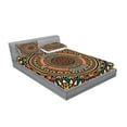 thumbnail image 2 of Ambesonne Tribal Fitted Sheet & Pillow Sham Set, Color Art, Calking, Jade Ruby and Mustard, 2 of 2