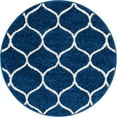 thumbnail image 3 of Unique Loom Trellis Frieze Collection Area Rug - Rounded (3' Round Navy Blue/Ivory), 3 of 7