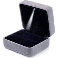 thumbnail image 1 of (Gris))Caja de terciopelo para anillos con luz LED Caja para anillos para bodas, propuestas, compromisos, 1 of 5