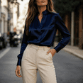 thumbnail image 6 of Womens Buttton Down Shirts Long Sleeve V Neck Business Tunic Blouses Work Dress Shirt Elegant Trendy Tops, L, 6 of 6