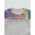 thumbnail image 5 of Qiylii Girls Clothes Set  Colorful Sequin Long Sleeve O-Neck Ruffle Tops+Pants, 5 of 9