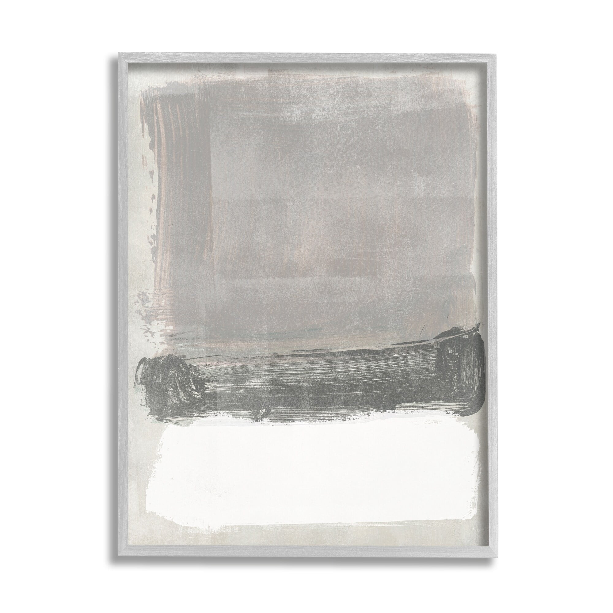Stupell Industries Blocked Neutral Tones Abstract Brushstrokes Shapes Painting Gray Framed Art Print Wall Art, Design by Jennifer Paxton Parker