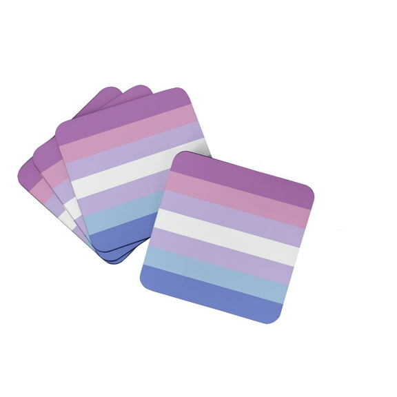 Carolines Treasures CK8001FC Bigender Pride Foam Coaster Set of 4 3 1/2 x 3 1/2 multicolor
