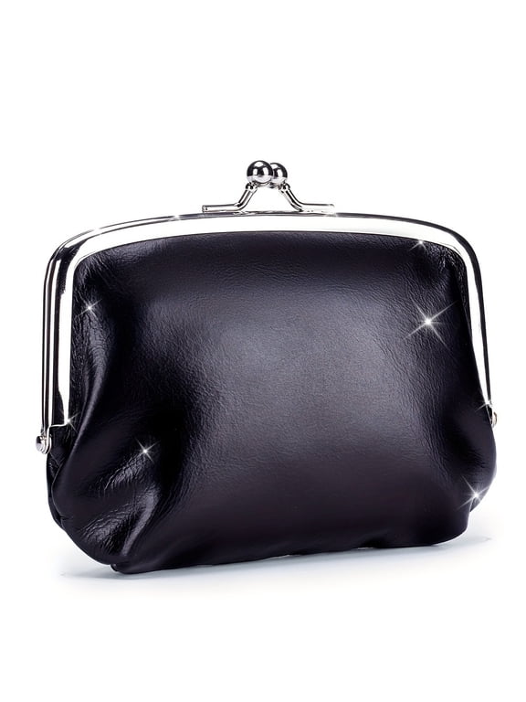Vintage Genuine Leather Coin Purse for Women - Dual Compartment Clutch Wallet with Secure Closure, Elegant Minimalist Design, Crafted in Guangzhou