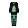thumbnail image 2 of Conjunto de pijamas navideños familiares a juego con estampado de árbol, letras y cuadros. Pijamas de vacaciones para papá, mamá y niños., 2 of 9