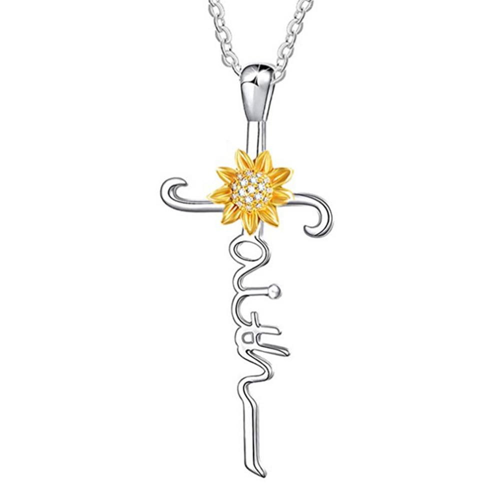 sunflower cross necklace