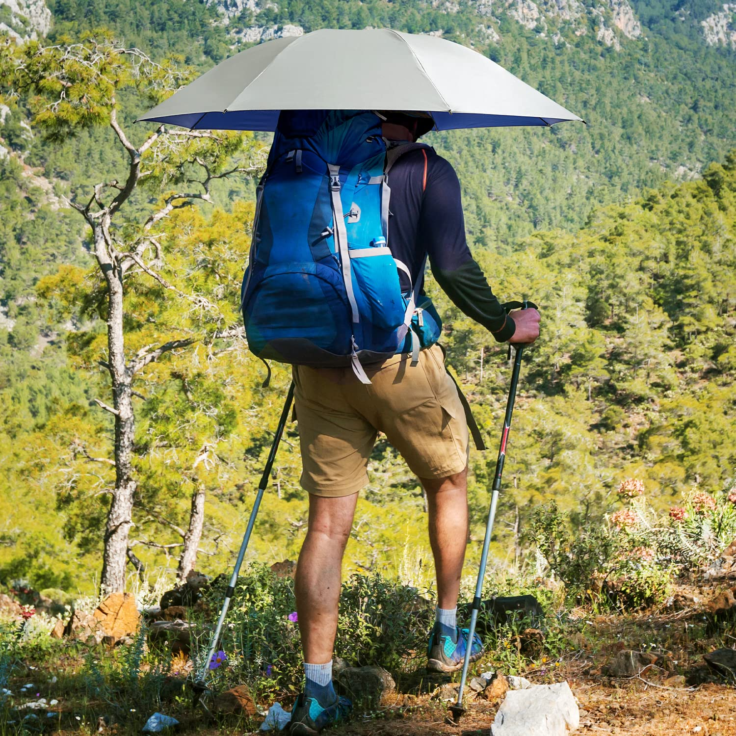 G4Free Liteflex Hiking Umbrella Mini Compact Ultralight Collapsible Reflective Silver Trekking Backpacking Umbrella