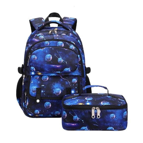 2pcs Student Backpack with Lunch Bag Middle School Bag Large Capacity Daypacks