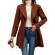 thumbnail image 1 of Abrigo de Invierno de Mezcla de Lana Color Camel para Mujer, Hasta la Rodilla, con Solapa y Muesca, Chaqueta de Abrigo con Botonadura Única Color Café L, 1 of 9