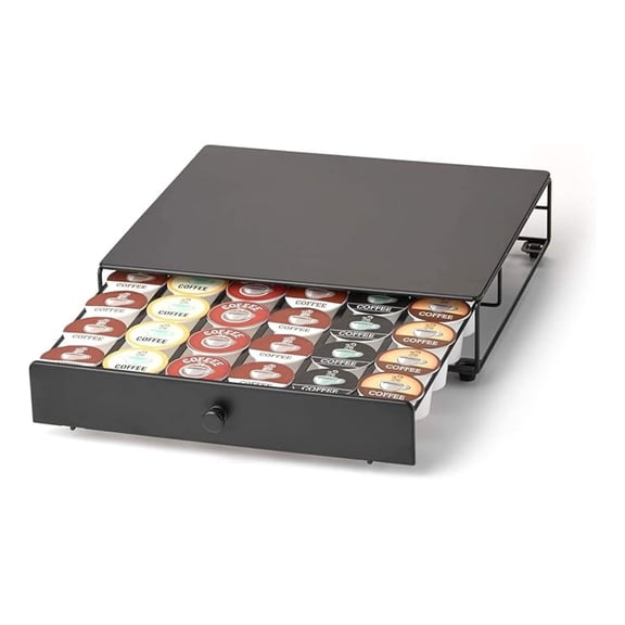 Coffee Pod Drawer Organizer - Black, 36 K-Cup Capacity, Rolling Under Cabinet Storage, Slim Kitchen Counter Holder