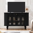 thumbnail image 6 of Wirrytor 47" Mid-Century Sideboard with Tambour Sliding Sides, Coffee Bar Buffet Cabinet Credenza for Kitchen Living Room Dining Room, Black, 6 of 9